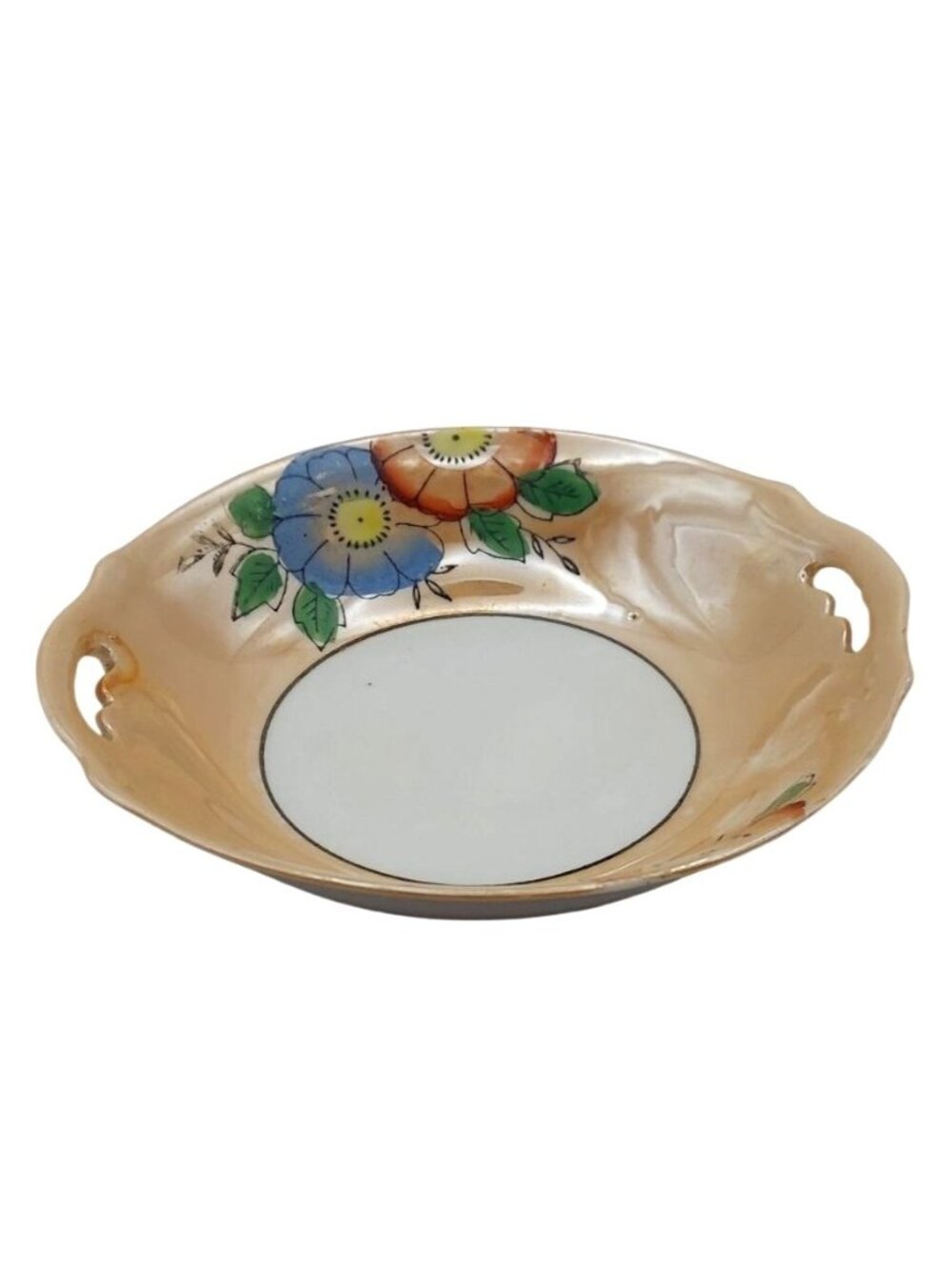 Noritake Hand Painted Floral Lusterware Porcelain Serving Bowl Vintage MCM Japan